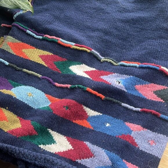 GORGEOUS Bolivian AMANO Wool Patterned Cardigan Oversized - as is - Picture 6 of 6